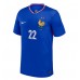 Camiseta Francia Theo Hernandez #22 Primera Equipación Replica Eurocopa 2024 mangas cortas